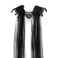Halloween feather cloak black fur collar 2026 gauze cloak long skirt with stage costume buttons.