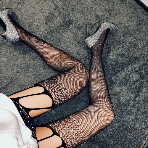 Amazon Bestseller: Beaded Silk Socks, Black Netting Fishnet Socks, Women’s Lace-Embellished, Open-Toe, Sensual, Atmospheric, Strapless, One-Piece Pantyhose